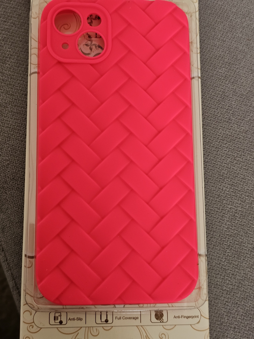i14 Plus, Hot Pink Braided Texture Silicone Phone Case - Unbranded